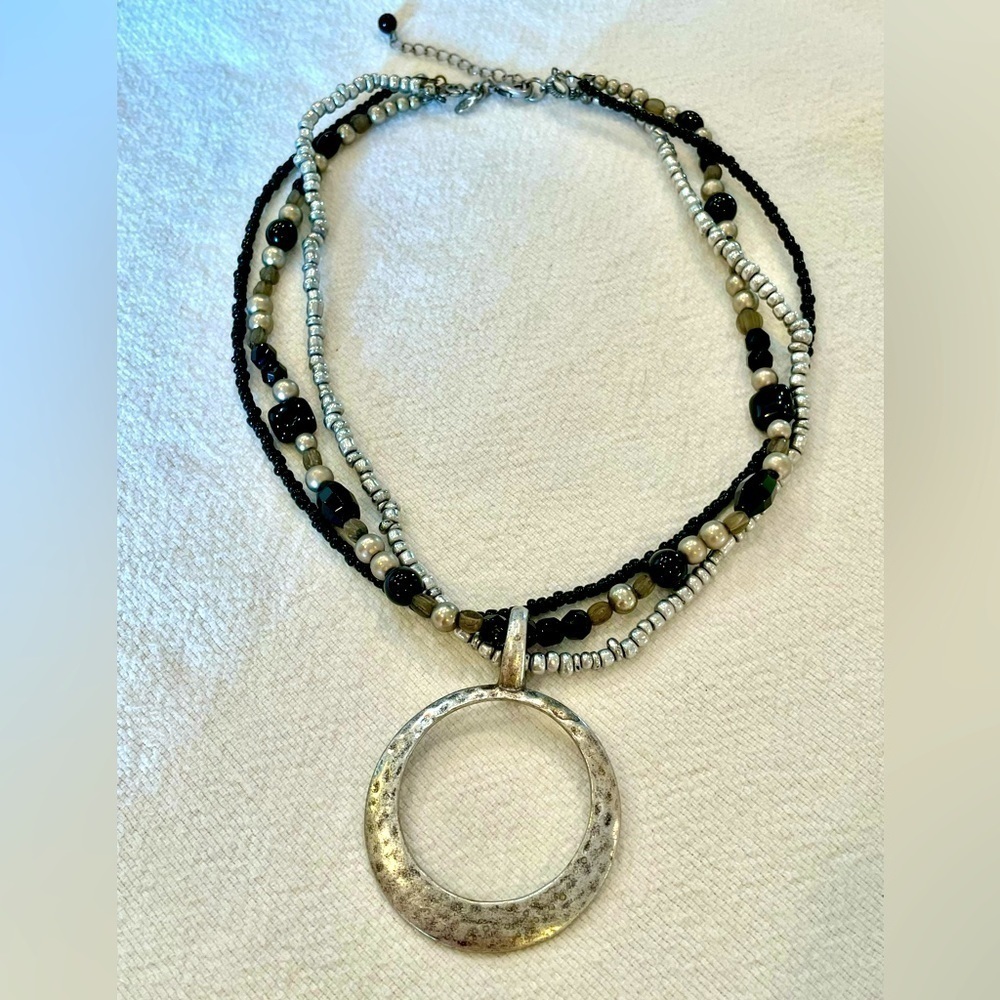 Premier designs multi strand large bold removable pendant open circle hammered